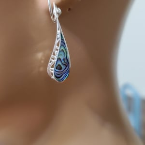 Abalone Shell Earrings/Sterling Silver/Abalone Shell Jewelry/Drop Earring/Cute Shell Earring/For Her/Abalone Earrings/Abalone Shell/A144-AR