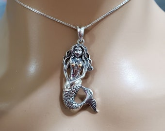Mermaid Pendant Necklace / Mermaid Pendant / Sterling Silver Mermaid / Mermaid Necklace / Mermaid Pendant / Gift For Her / Mermaid Jewelry