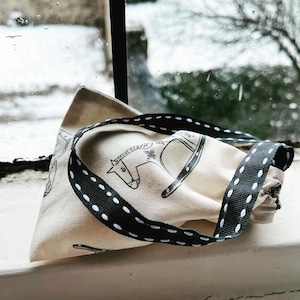 Handmade rocking horse print mini drawstring bag Christmas tree decoratio