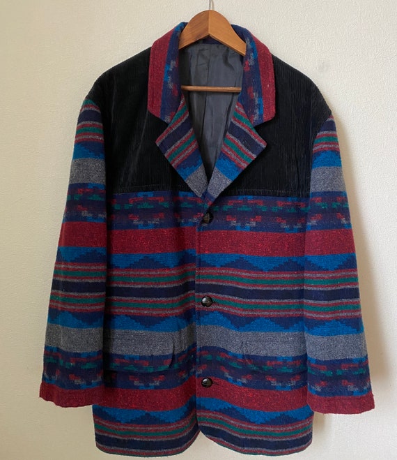 Vintage Navajo Aztec Jacket Wool Blend Coat Navajo