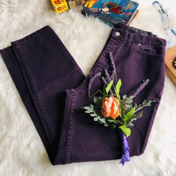 90’s Plum Grape Purple Cotton Denim Mom Jeans Fade