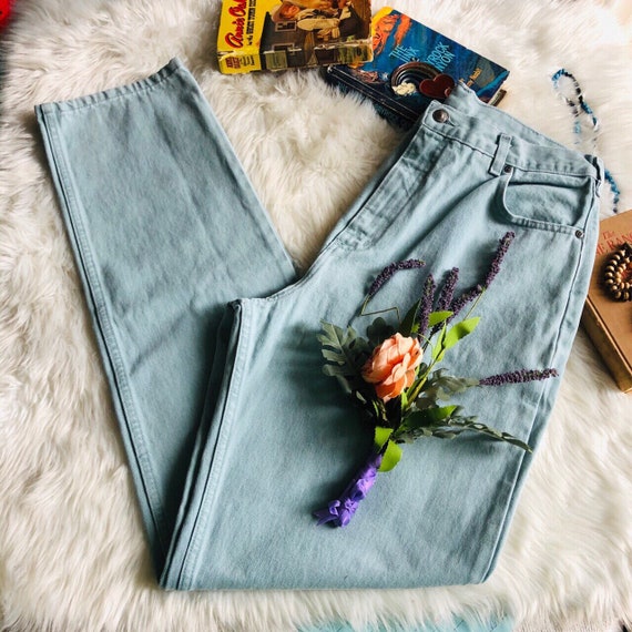 90’s Sea foam Mint Blue Green High Rise Mom Jeans