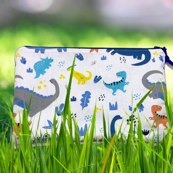 Pencil case, zipper bag cute dinosaur motif, ladies, teens and boys, get well gift