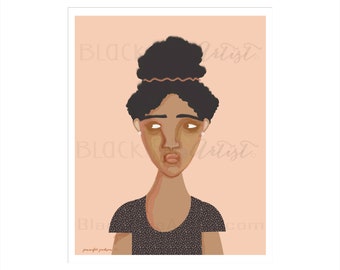 Afro Puff Atop Her Head African American Fine Art digital painting