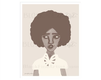 Woman from Boca Raton (Grayscale and filtered) African American Fine Art print digital painting