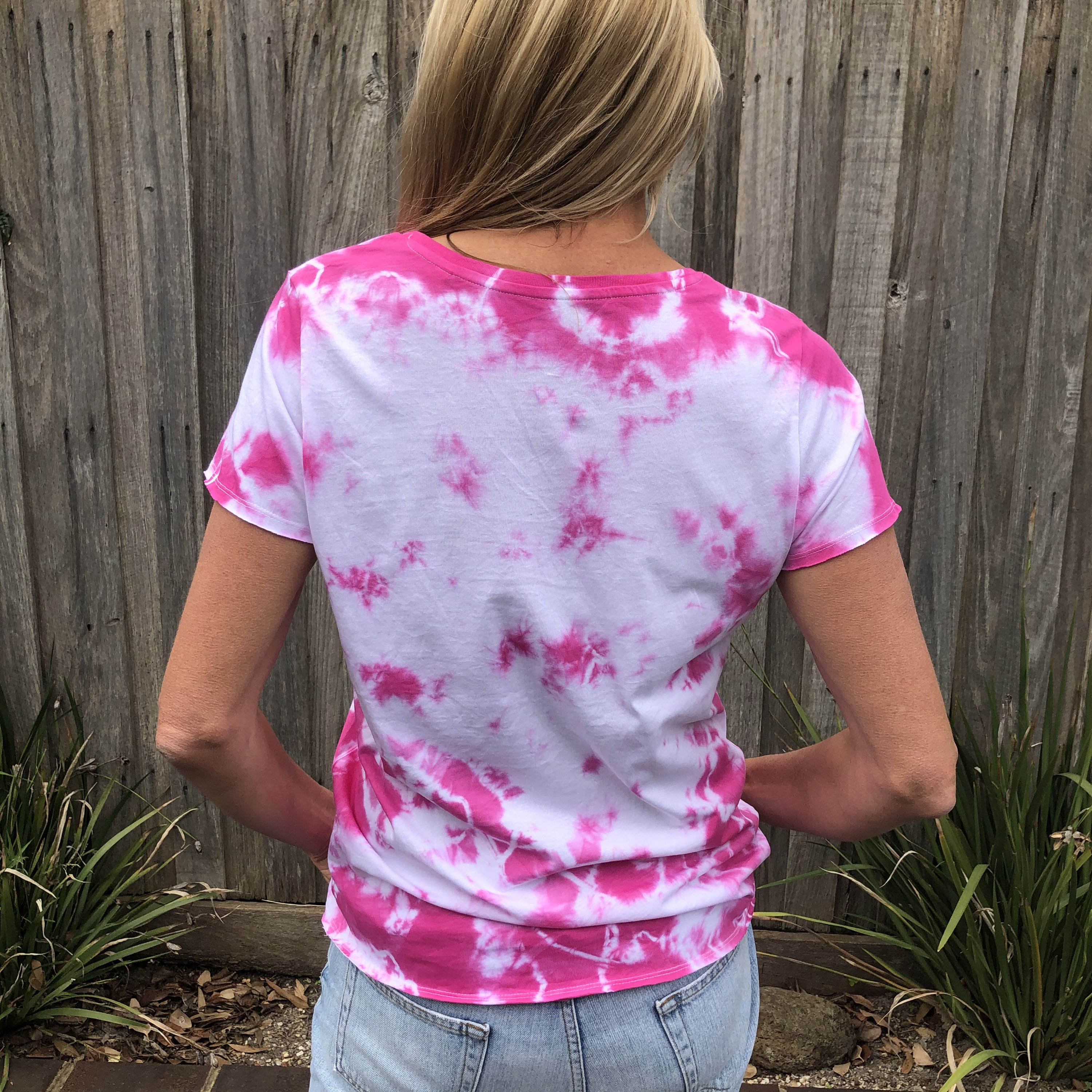Tie dye womens organic cotton tshirt with raw hem and sleeve Etsy