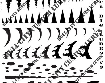 Download Bccl Big Lures 3 Crankbait Jerkbait Topwater Musky Saltwater Bass Fishing Painting Scales Patterns Dots Circles Hexagon Camo Lines Stripes Craft Supplies Tools Stencils Templates Muvu Pl