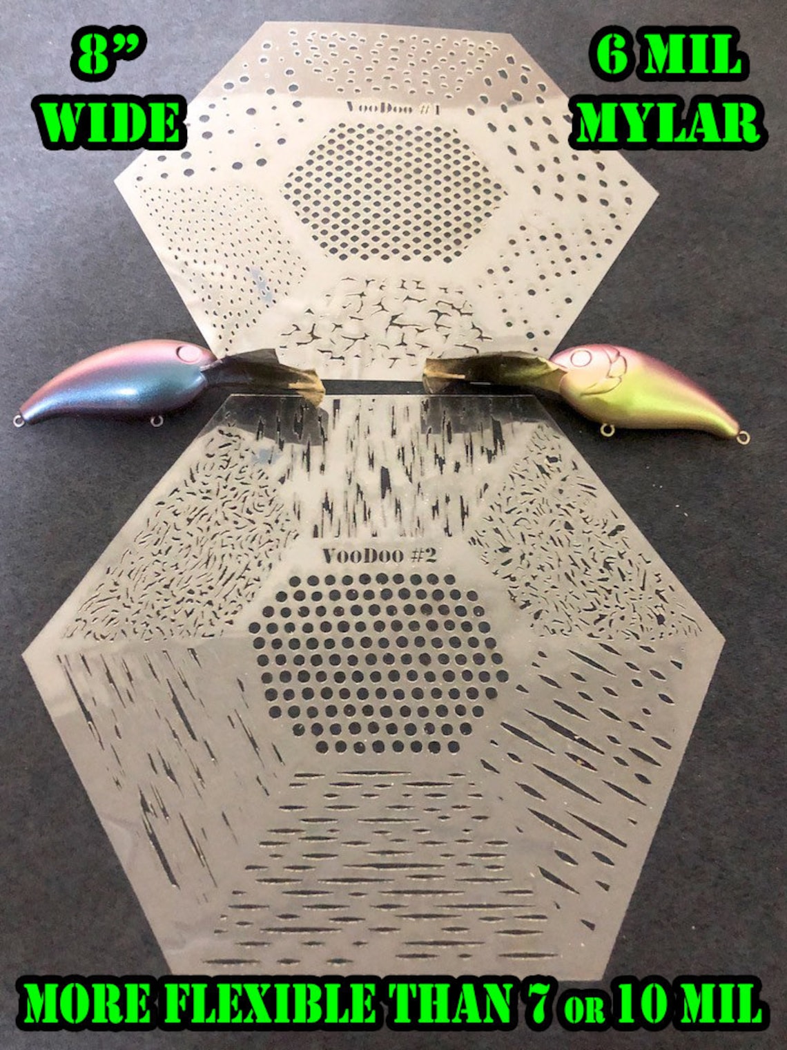 BCCL Voodoo 4 Lure Stencils Crankbait Jerkbait Topwater Bass Fishing