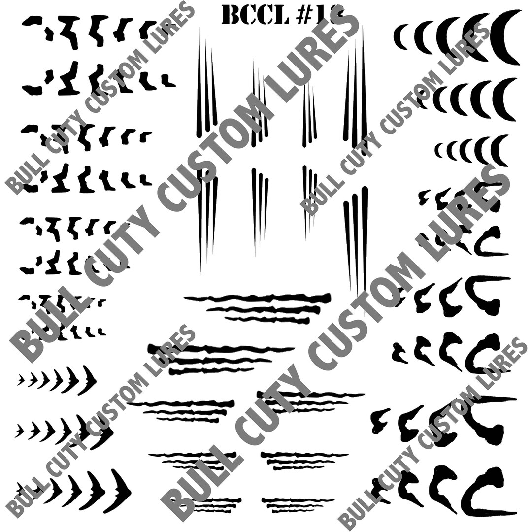 BCCL Lure Stencils 13 Crankbait Jerkbait Topwater Bass Fishing Painting