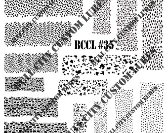 May include: A sheet of black and white patterned vinyl, with different sized dots and shapes. The sheet is labeled "BCCL #35" and is for use with a vinyl cutter.
