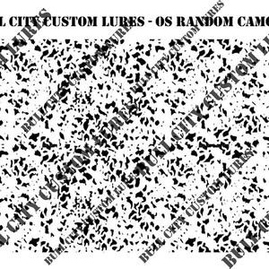 May include: Black and white camouflage pattern with a speckled design. The pattern is called "OS Random Camo".
