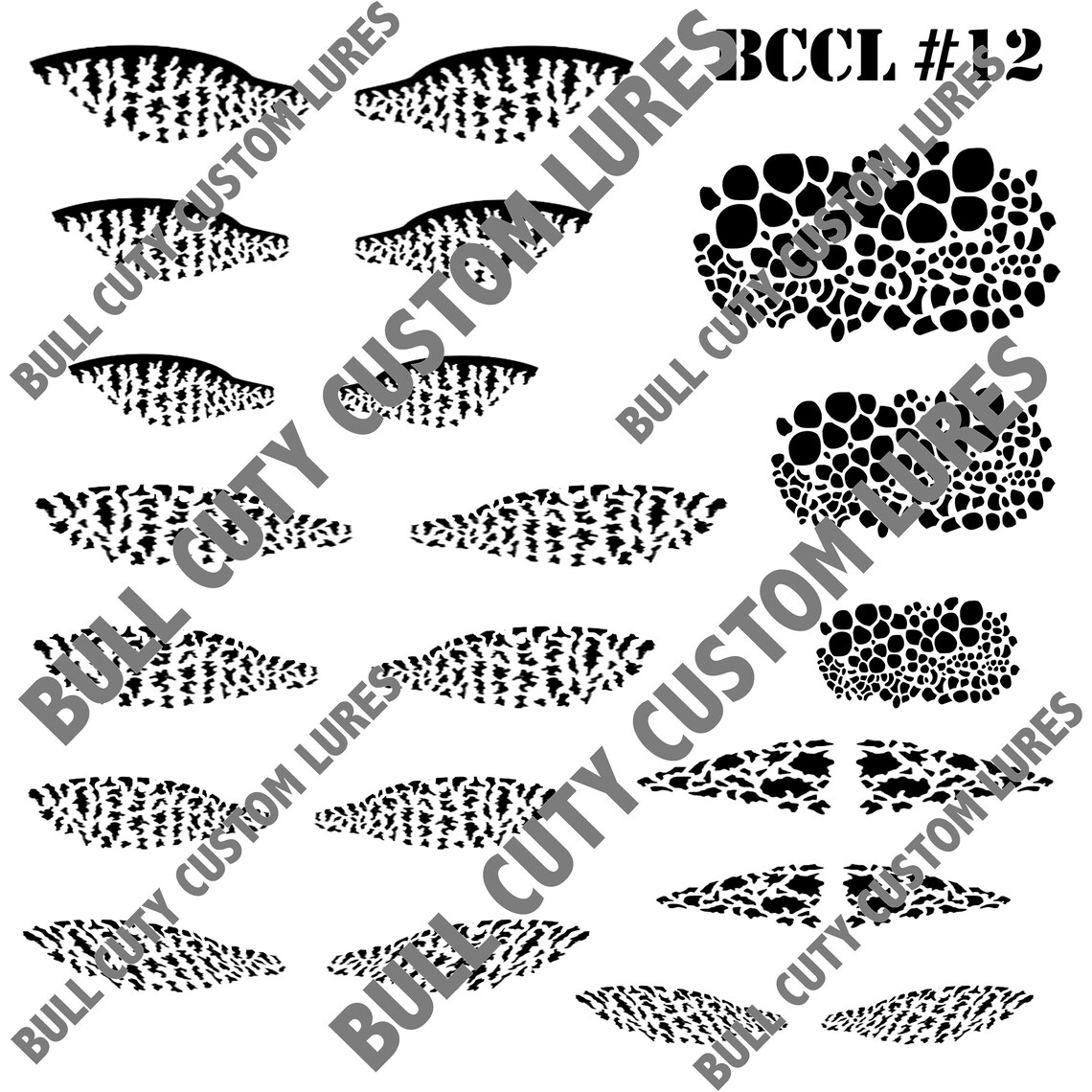 BCCL Lure Stencils 12 Crankbait Jerkbait Topwater Bass Fishing Painting