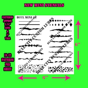 BCCL MINI Stencil #4 Crankbait Jerkbait Topwater Bass Fishing Painting Scales Patterns Dots Circles Hexagon Camo Lines Stripes Air Brush