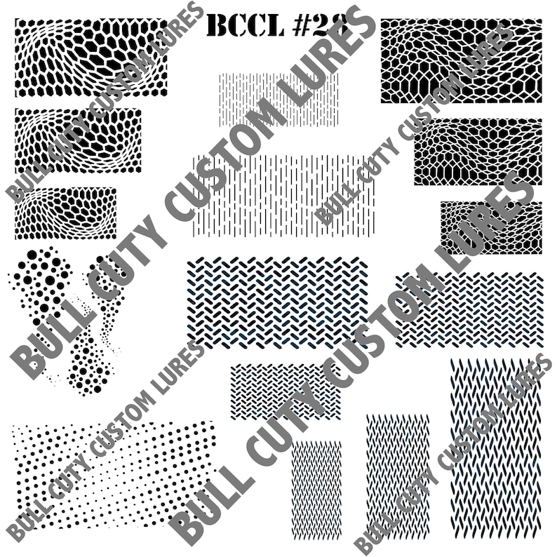 Download Bccl Lure Stencil 28 Crankbait Jerkbait Topwater Bass Fishing Painting Scales Patterns Dots Circles Hexagon Camo Lines Stripes Air Brush Tools Craft Supplies Tools Saherflow Com