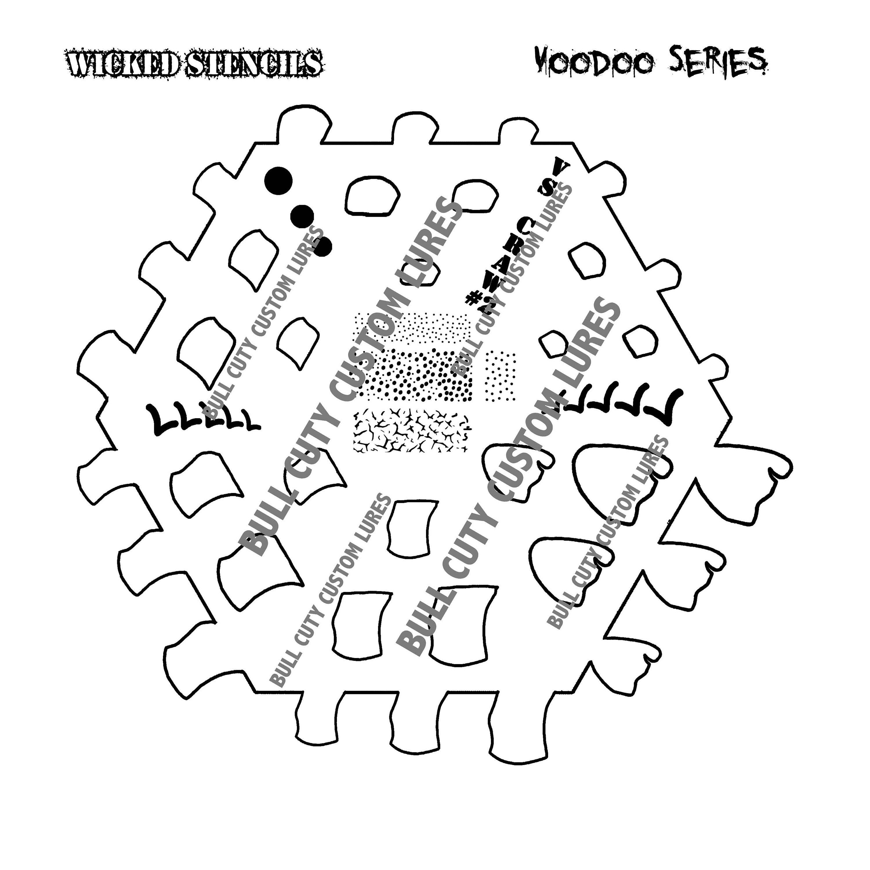 Craw Scale Pattern BCCL Voodoo Craw Hex #2 Stencils Crankbait Jerkbait Topwater Bass ...