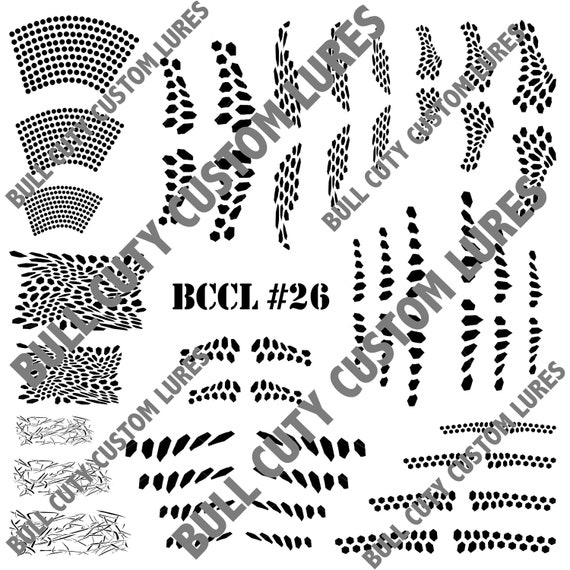 Buy BCCL Lure Stencils 26 Crankbait Jerkbait Topwater Bass Fishing Painting  Scales Patterns Dots Circles Hexagon Camo Lines Stripes Air Brush Online in  India 