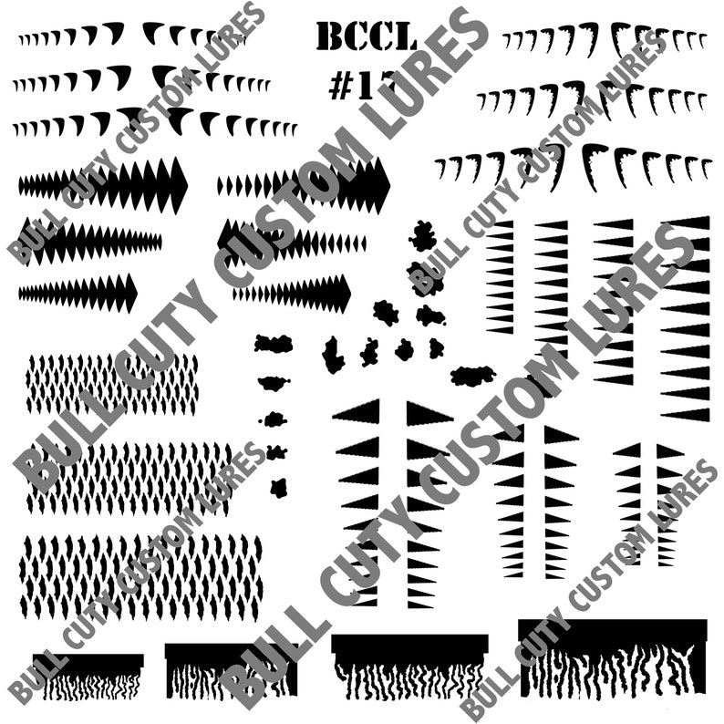 BCCL Lure Stencils 17 Crankbait Jerkbait Topwater Bass Fishing Painting
