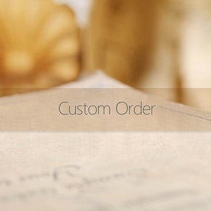 May include: Close-up of a piece of paper with the text "Custom Order" printed on it. The paper is slightly wrinkled and has a vintage look.