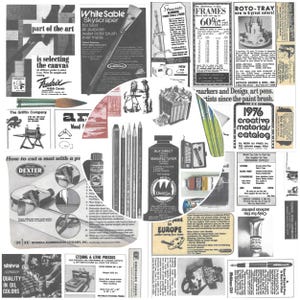 Künstler Palette Ephemera Printables für Junk Journal - 5 Seiten Künstler Werbung und Bilder der 1970er Jahre - Cut Aparts - DIGITALE DATEI