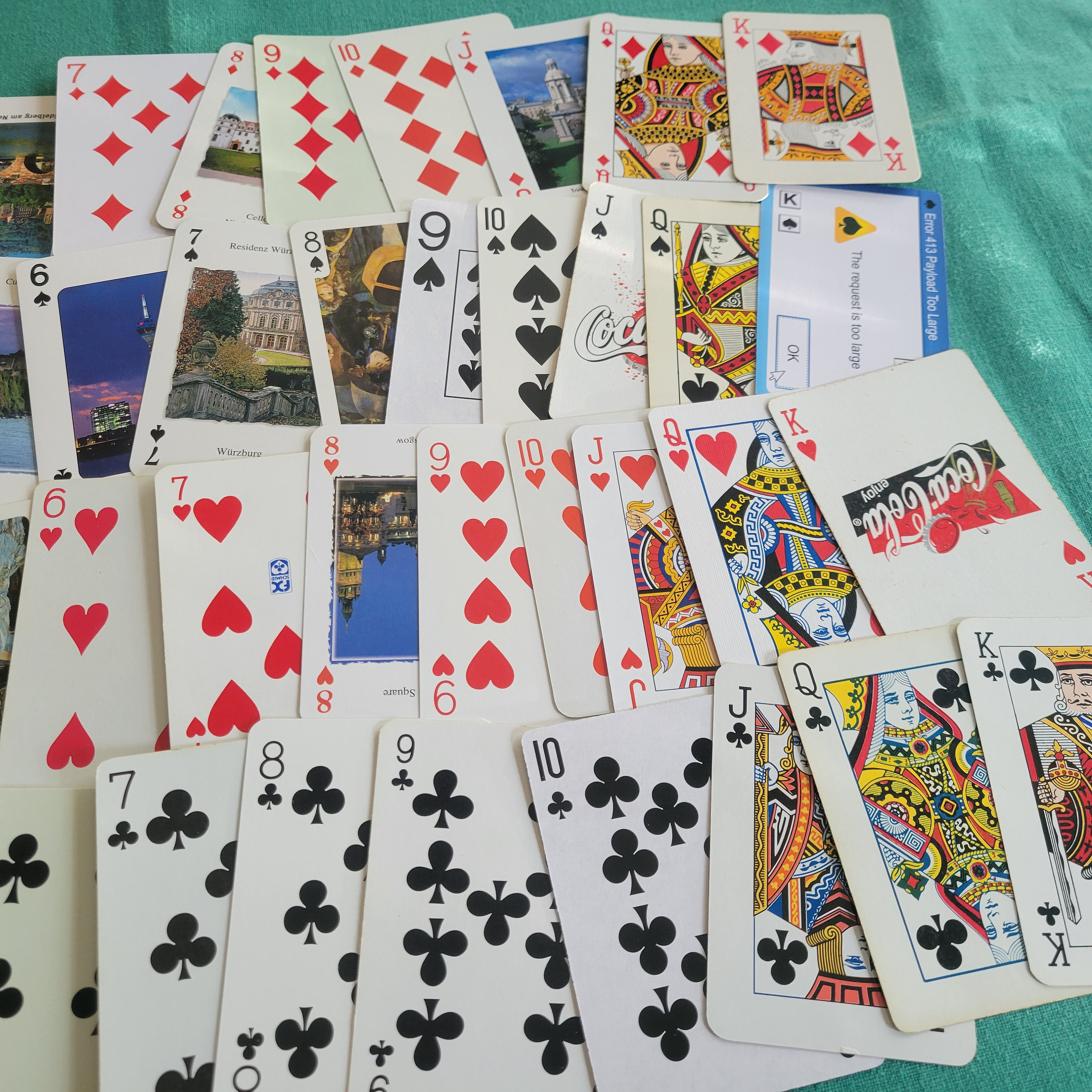 Set of 55 Mixed Vintage Playing Cards - Full Deck With Mixed Backs New ...