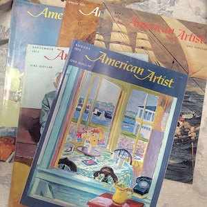 American Artists Magazines from 1970s - Vintage Art Magazines with Full Color and Sepia Pages with Vintage Ads