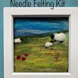 Needle Felting Starter Kit: Sheep in Poppy Field Landscape DIY
