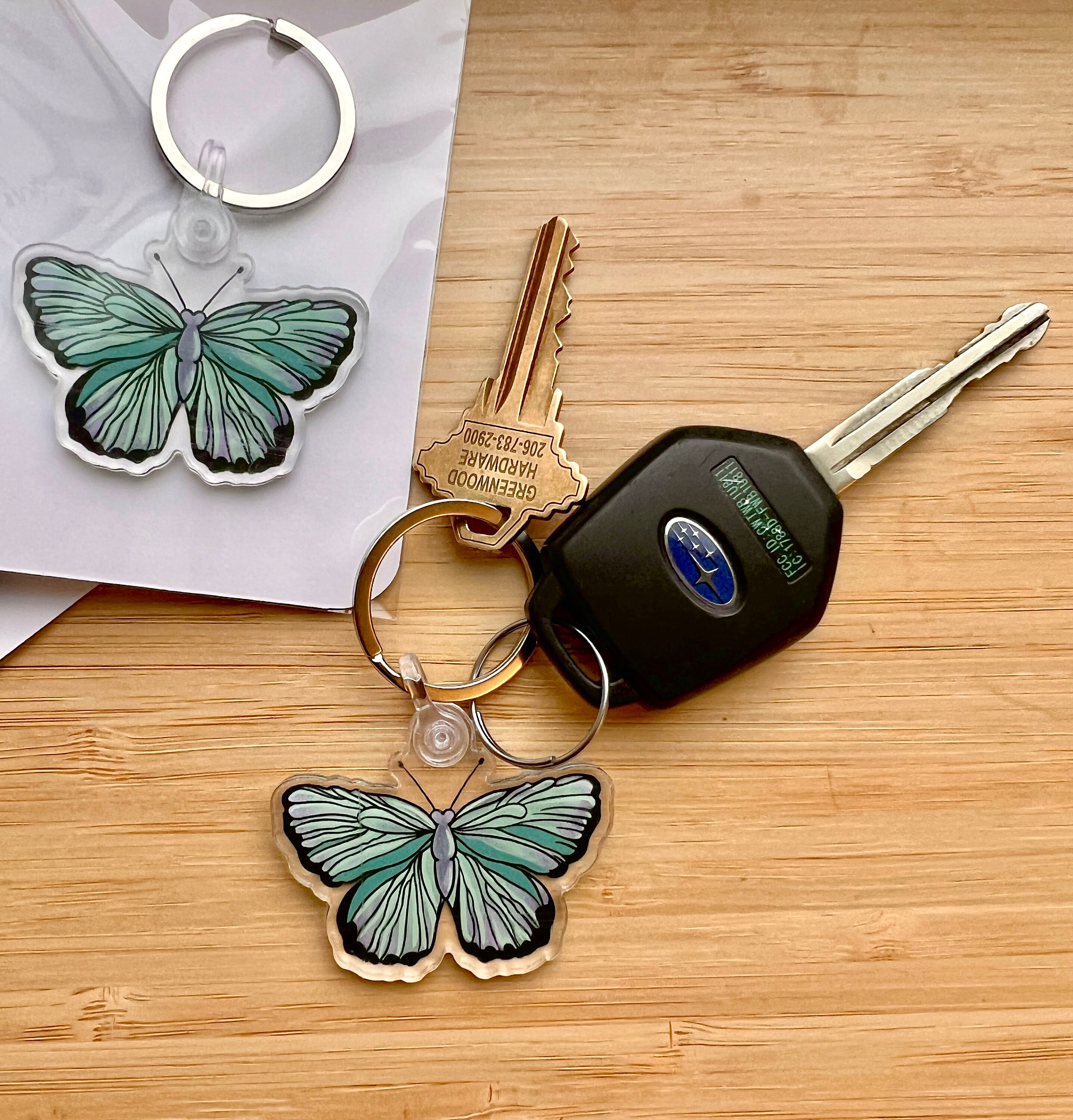 BAMAY Colorful Butterfly Keychain - Acrylic Car Key Chain Charm For Women & Girls
