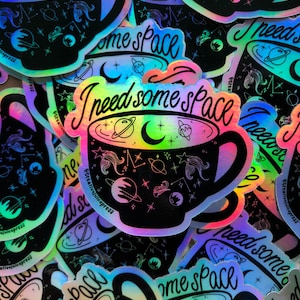 Holografische ruimte esthetische sticker | waterbestendig