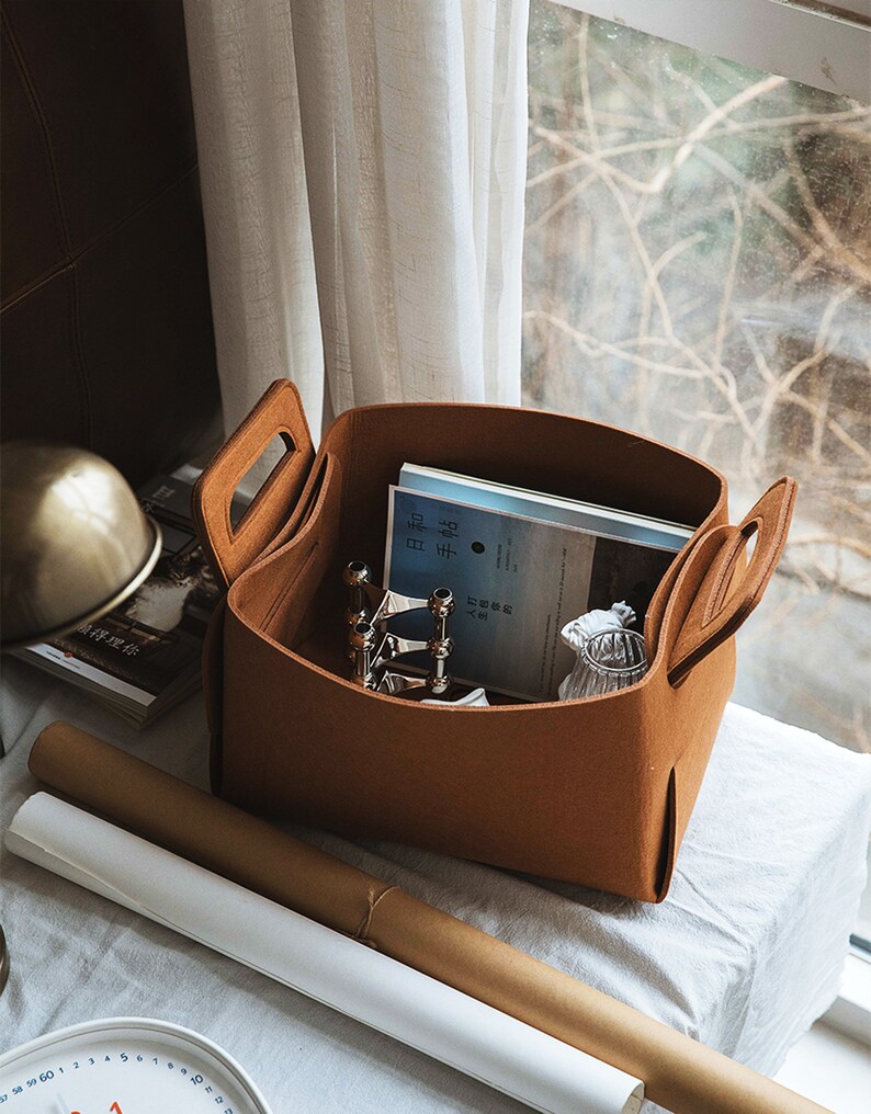 Grey Felt Storage Binsstorage Binstoragehome Storage Etsy