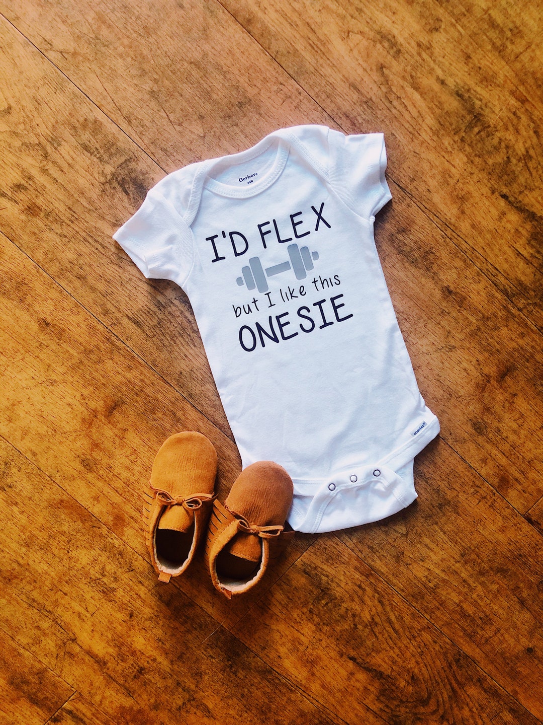 Id Flex but I Like This Onesie// Cute Baby Boy Shirt// Baby Gift Etsy