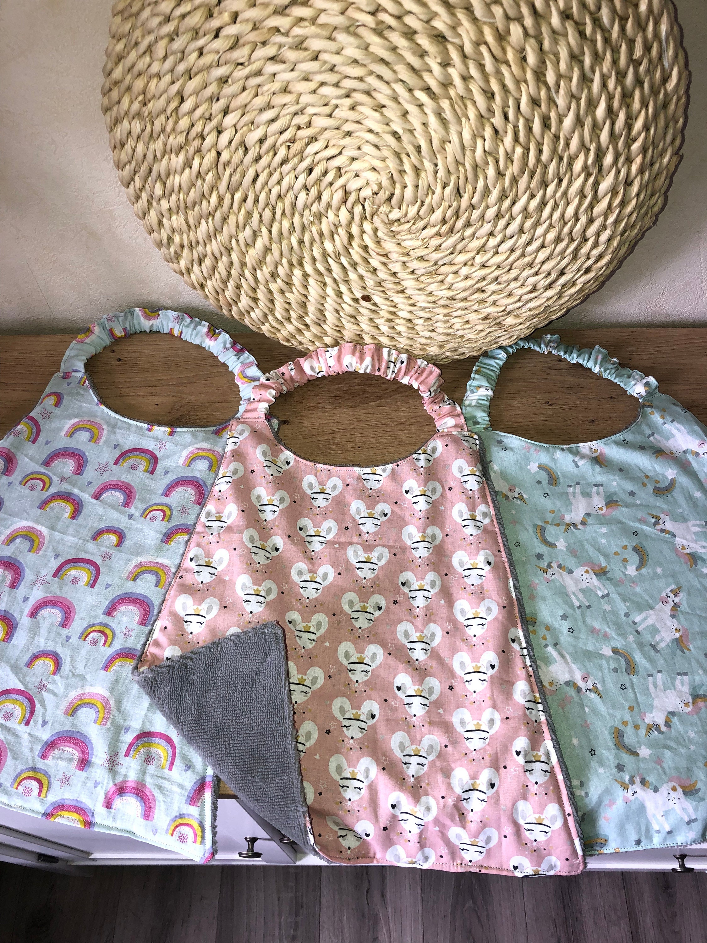 Serviettes de Cantines Élastiques/Maternelle Crèches Grand Bavoirs Élastiques