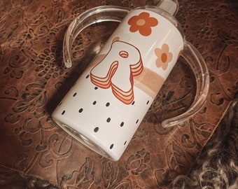 12 oz Sippy Cup / transformable Flat Lid Tumbler with straw  boy girl styles