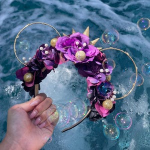 Ursula the Sea Witch Mouse ears/ Little mermaid witch ears/ Ursula floral mouse ears with gold pixie dust (2 weeks processing time)