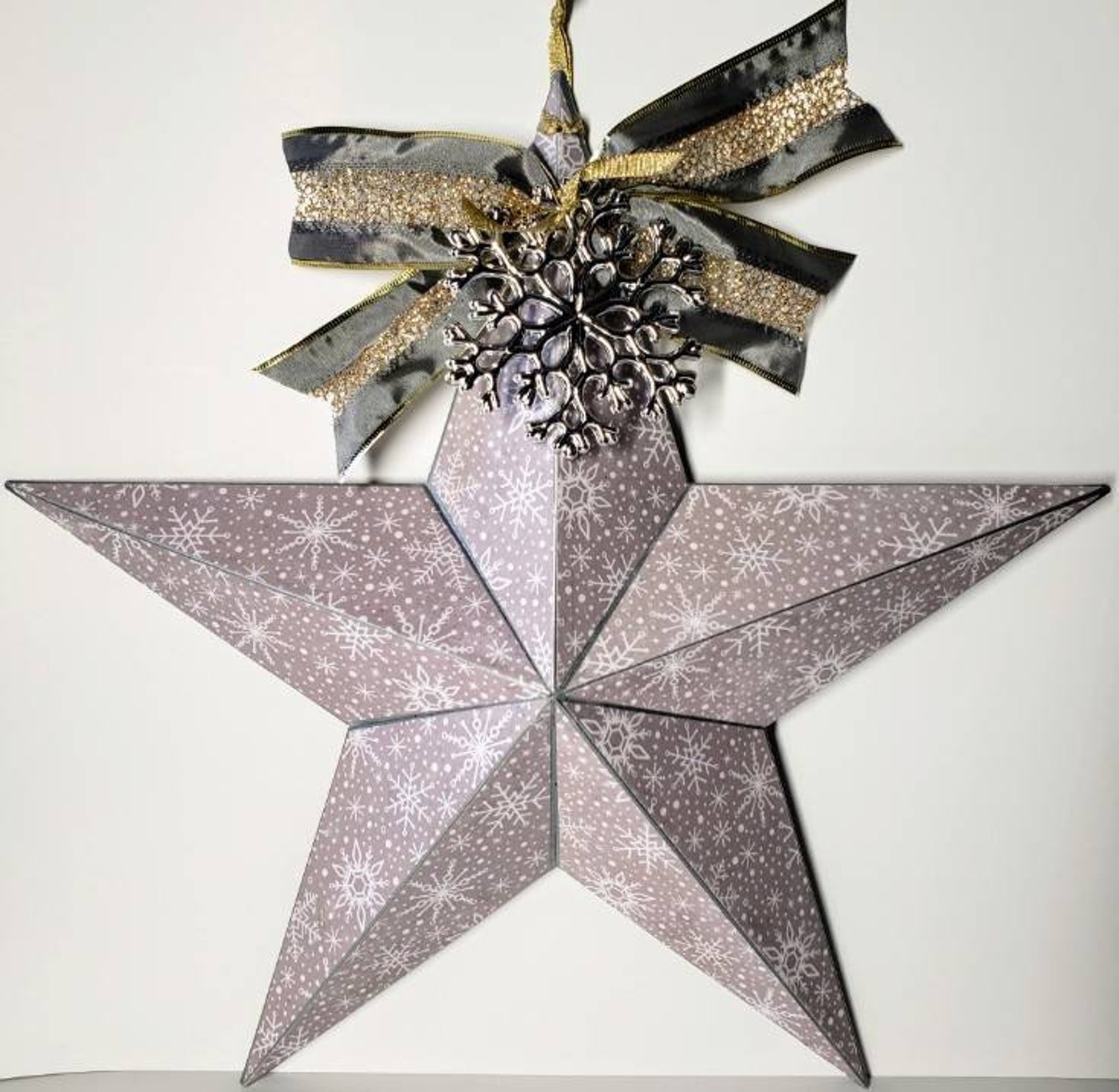 Star 20 Christmas Handmade Metal Decoration. Gray and Etsy