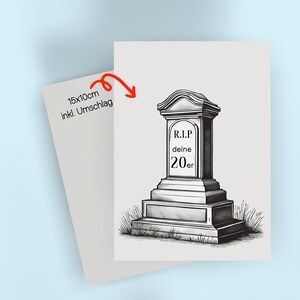 Geburtstagskarte Klappkarte, aufklappen, RIP 20, Grabstein, Sarkasmus, Postkarte, Beste Freundin, Geschenk, Valentinskarte, Happy Birthday