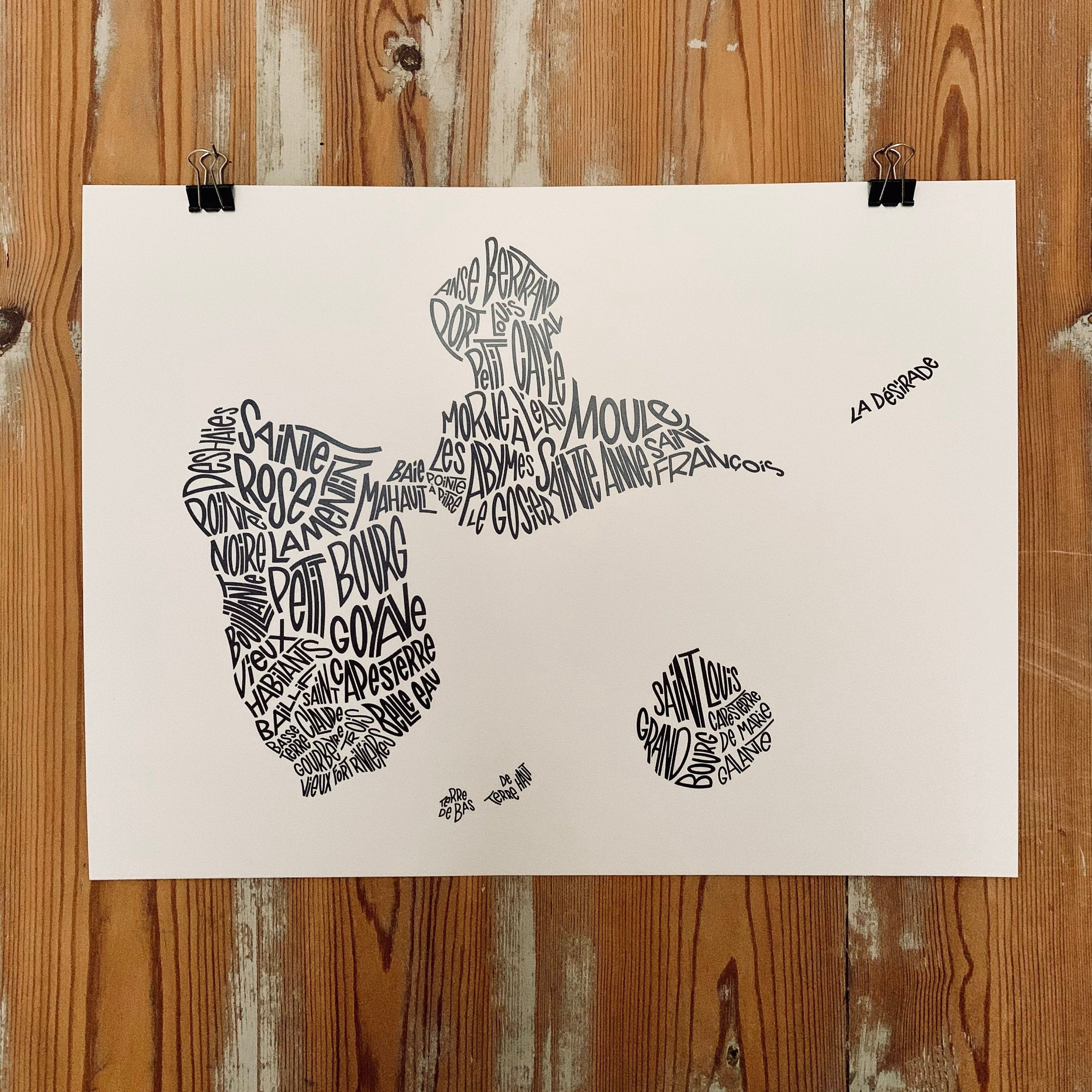 Guadeloupe/Les Petits Plans Affiche Plan Map Carte Format 30x40cm