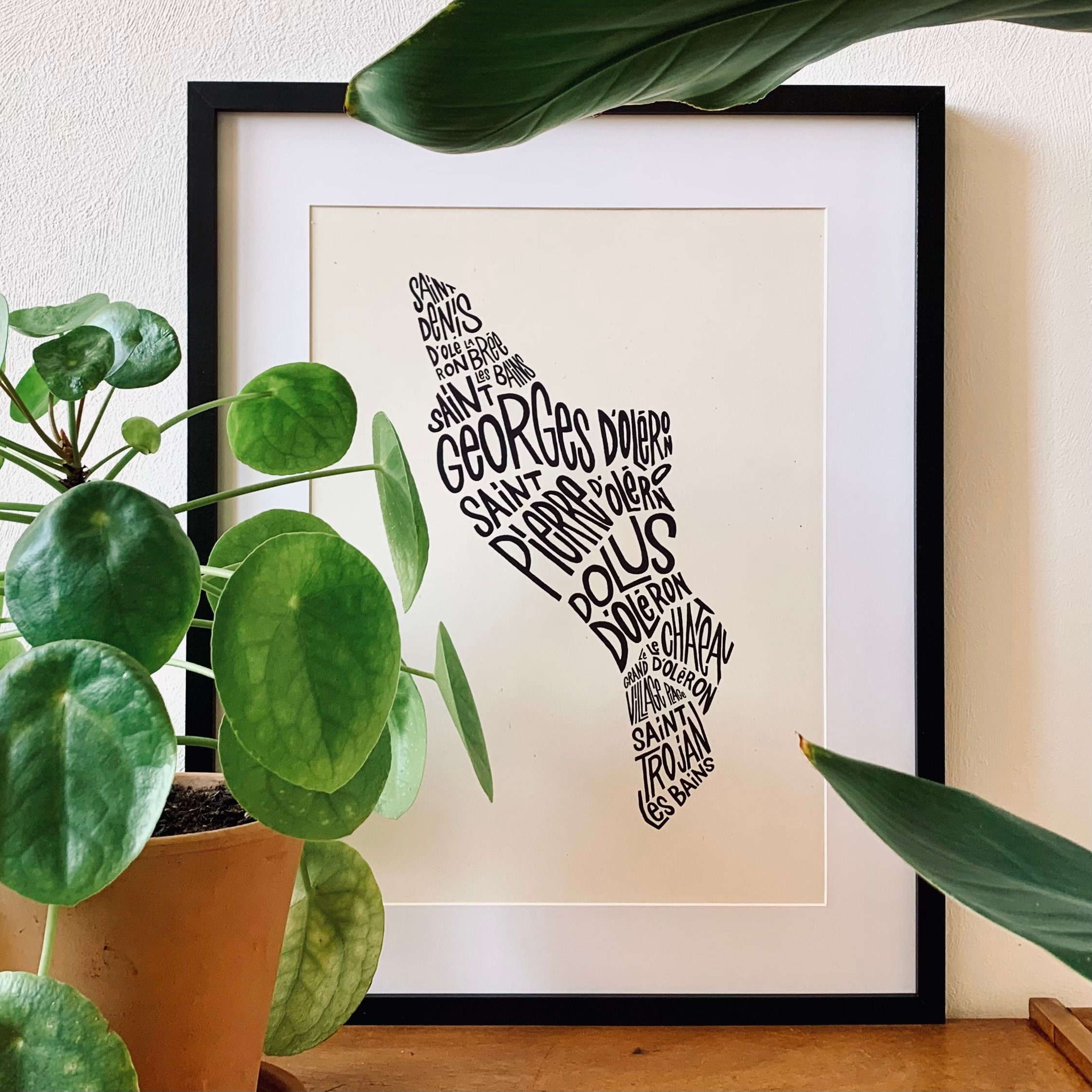 Ile d'oléron/Les Petits Plans Affiche Plan Map Carte Encre de Chine Format 30x40cm