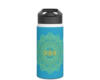 Mandala Design Stainless Steel Water Bottle, Eco-Friendly Travel Mug, Reusable Hydration Bottle, Yoga and Meditation, abundance