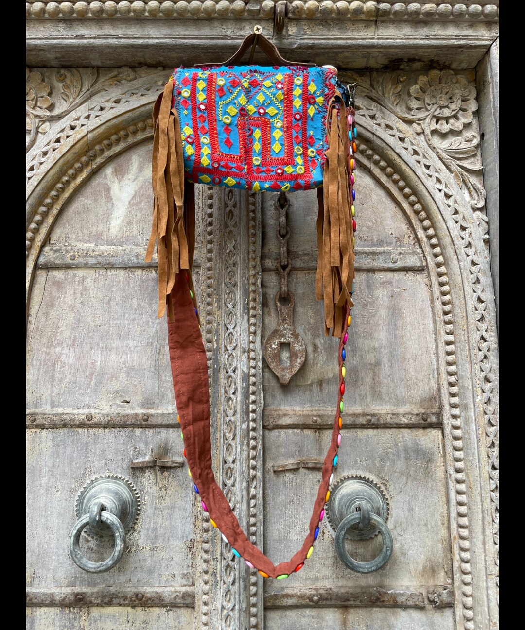 Multicolor - Banjara Vintage Embroidery Beadwork Suede Leather Wallet