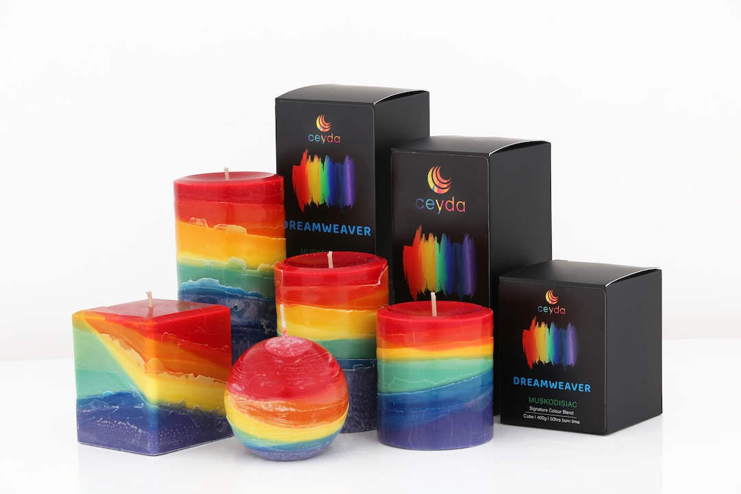 Dreamweaver Muskscented Rainbow Long Lasting Burning Pillar Candle