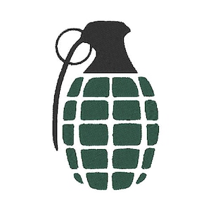 Hand Grenade Embroidery Design PES & DST Digital Files, Hoop Size: 4”x4”