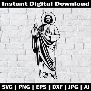 St Jude Thaddäus SVG | San Jesus SVG | Jude der Apostel Silhouette | Schutzpatron Art & Design PNG