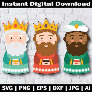 Three Kings, Three Wise Men, Kings of Orient, Melchior, Balthazar & Gaspar, Digital File, Dxf, Eps, Png, Svg