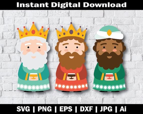 Three Kings, Three Wise Men, Kings of Orient, Melchior, Balthazar & Gaspar, Digital File, Dxf, Eps, Png, Svg