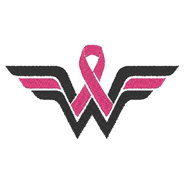 Breast Cancer Wonder Woman Embroidery Design PES & DST Digital Files, Hoop Size: 4”x4”