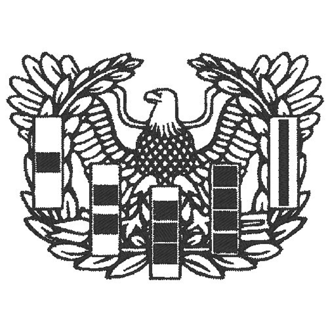 US Army Warrant Officer Eagle Rising Badge Logo PES Embroidery Digital