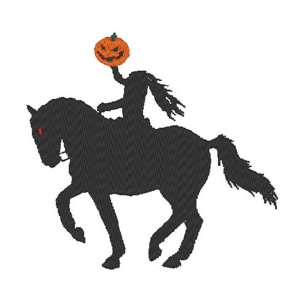 Halloween Headless Horseman Embroidery Design PES & DST Digital Files, Hoop Size: 5”x7”