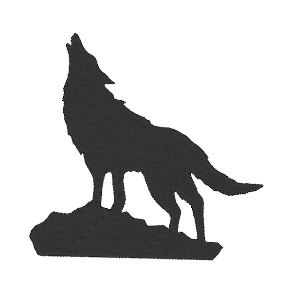 Wolf Silhouette Embroidery Design PES & DST Digital Files, Hoop Size: 4”x4”