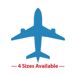 Airplane Embroidery Design PES & DST Digital Files, Hoop Size: 4”x4”, --- 4 Sizes Available ---