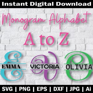 Monogram Swg Examples Split Monogram Alphabet SVG, DXF, PNG | Split Monogram Frame Alphabet ...